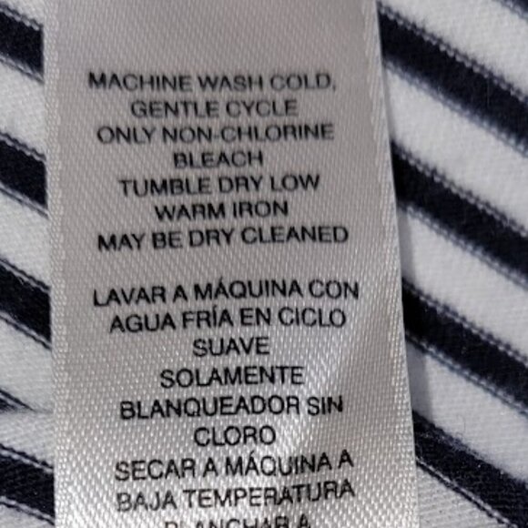 Chico’s Nautical Mariner Striped Top Blue & White Lace Neck Tee Women's Size L - Picture 12 of 13